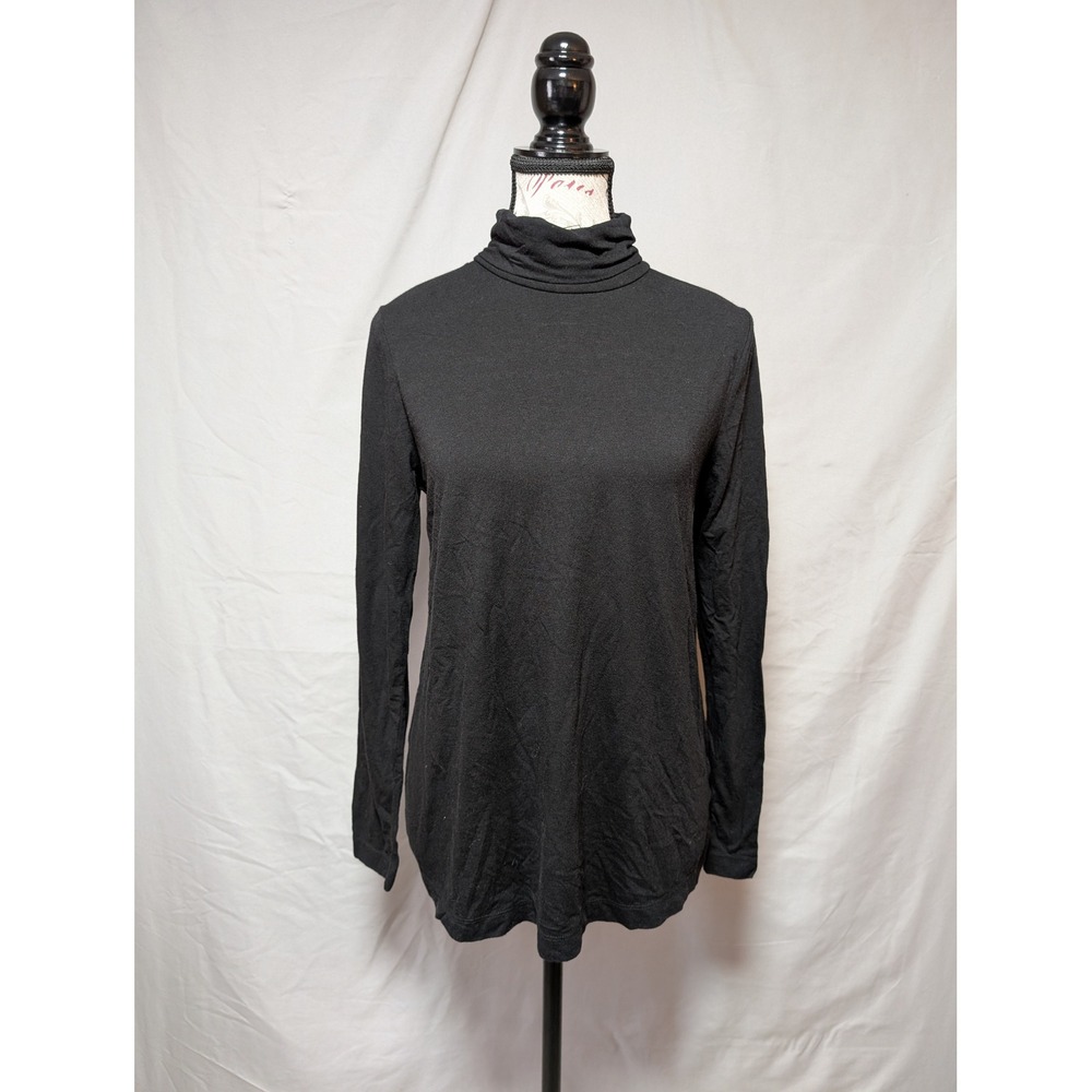 Duo Maternity Black Stretch Long Sleeve Cotton Turtleneck Top Women's Medium